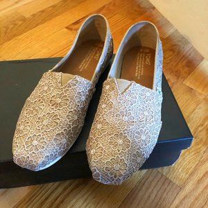 TOMS Women's Classics Rose Gold Crochet Glitter